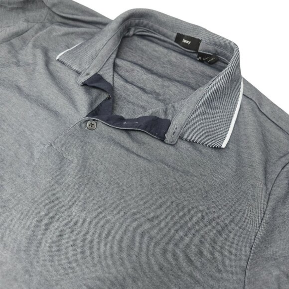 Theory Mens XL Gray Short-Sleeve Polo Shirt With Contrast Collar  Button Closure - Picture 3 of 6